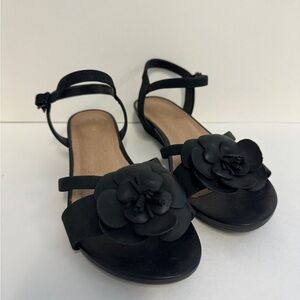 CLARKS Womens 8.5 8 1/2 Black Parram Stella Leather Open Toe Casual Ankle Strap‎